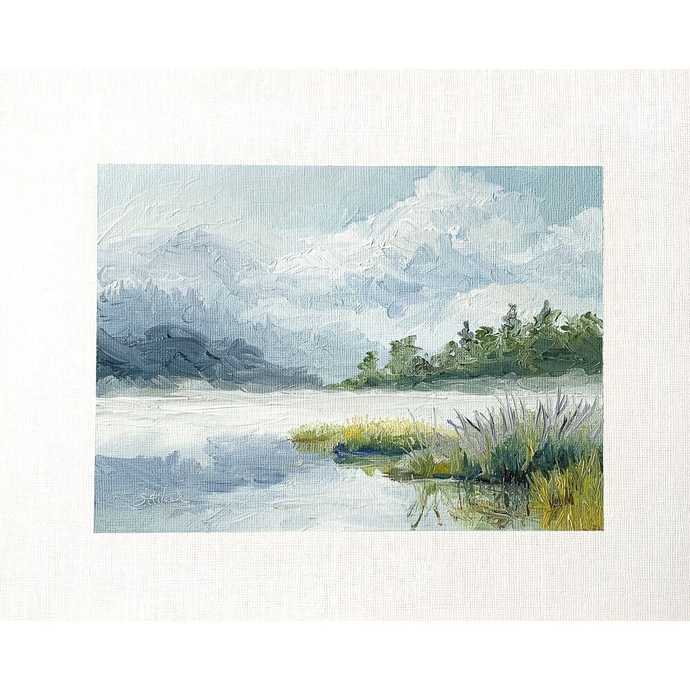 8x10 Original Oil Painting Marsh Lowcountry Landscape Clouds Coastal Art Signed